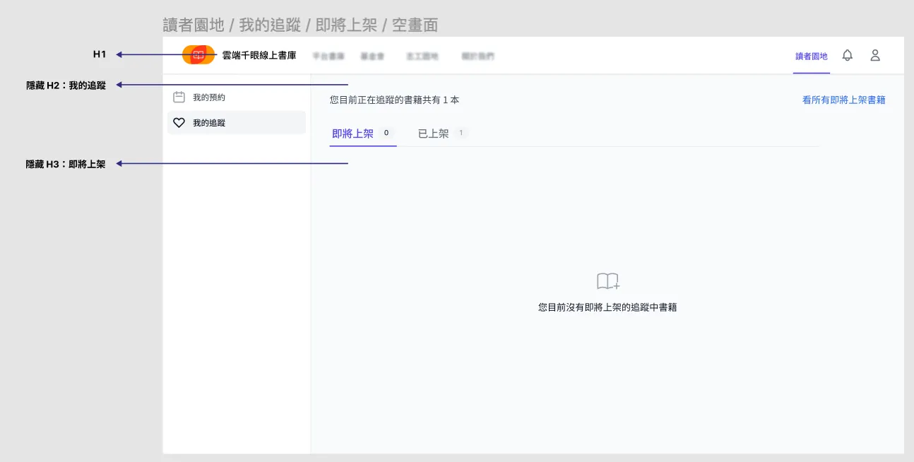 截圖：雲端千眼通知中心的交付設計稿 — 我的追蹤/即將上架