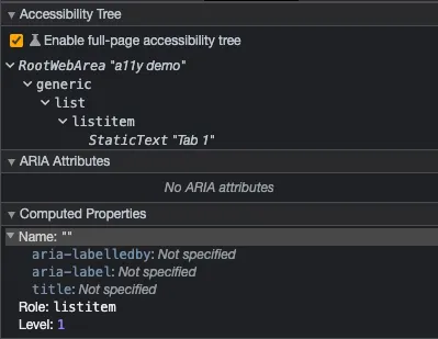 尚無設定無障礙語意的accessibility tree